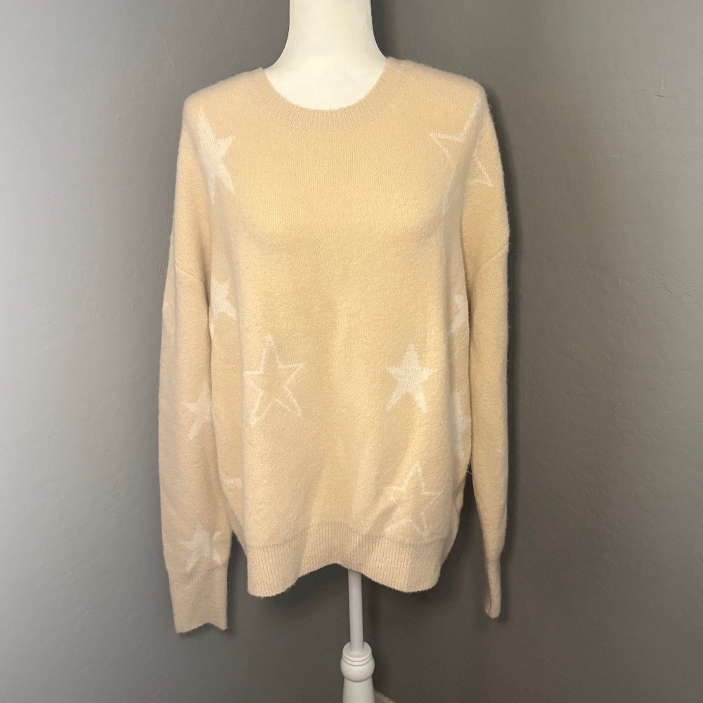 Lea‎ & Viola Star Sweater-Cream & White- Size Large